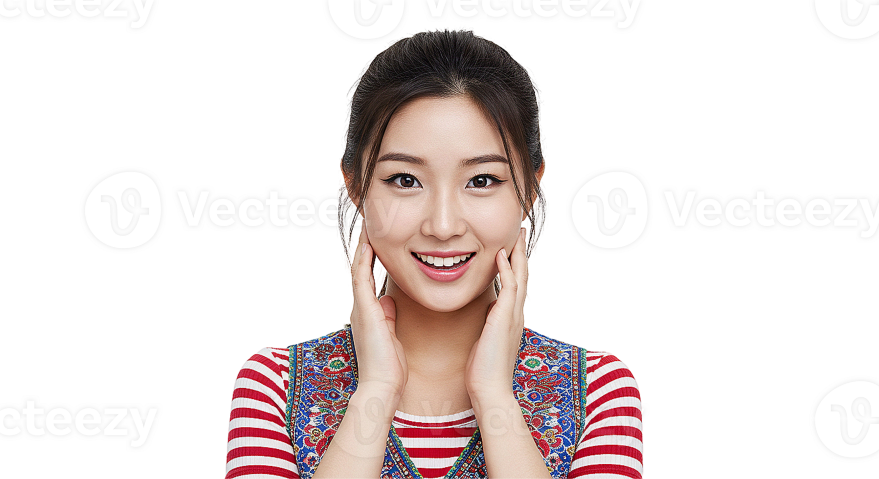 Portrait of a Smiling Young Woman on Transparent Background png