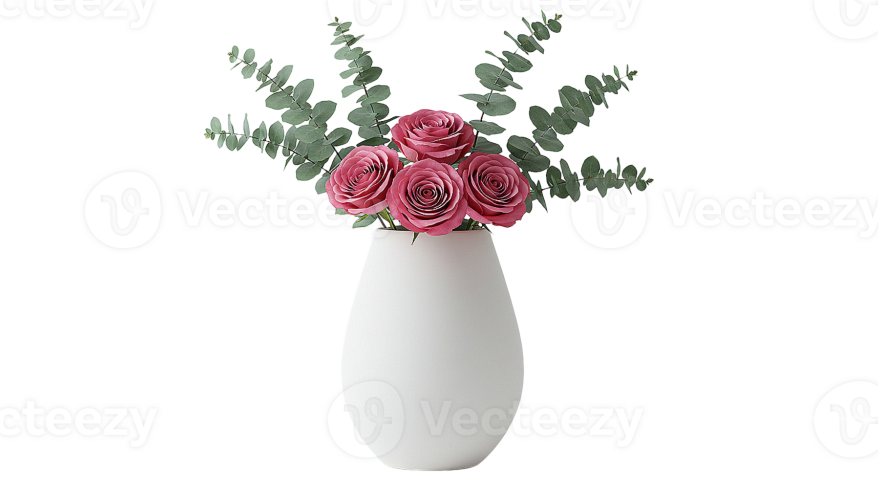 Bouquet of roses in a vase on transparent background png