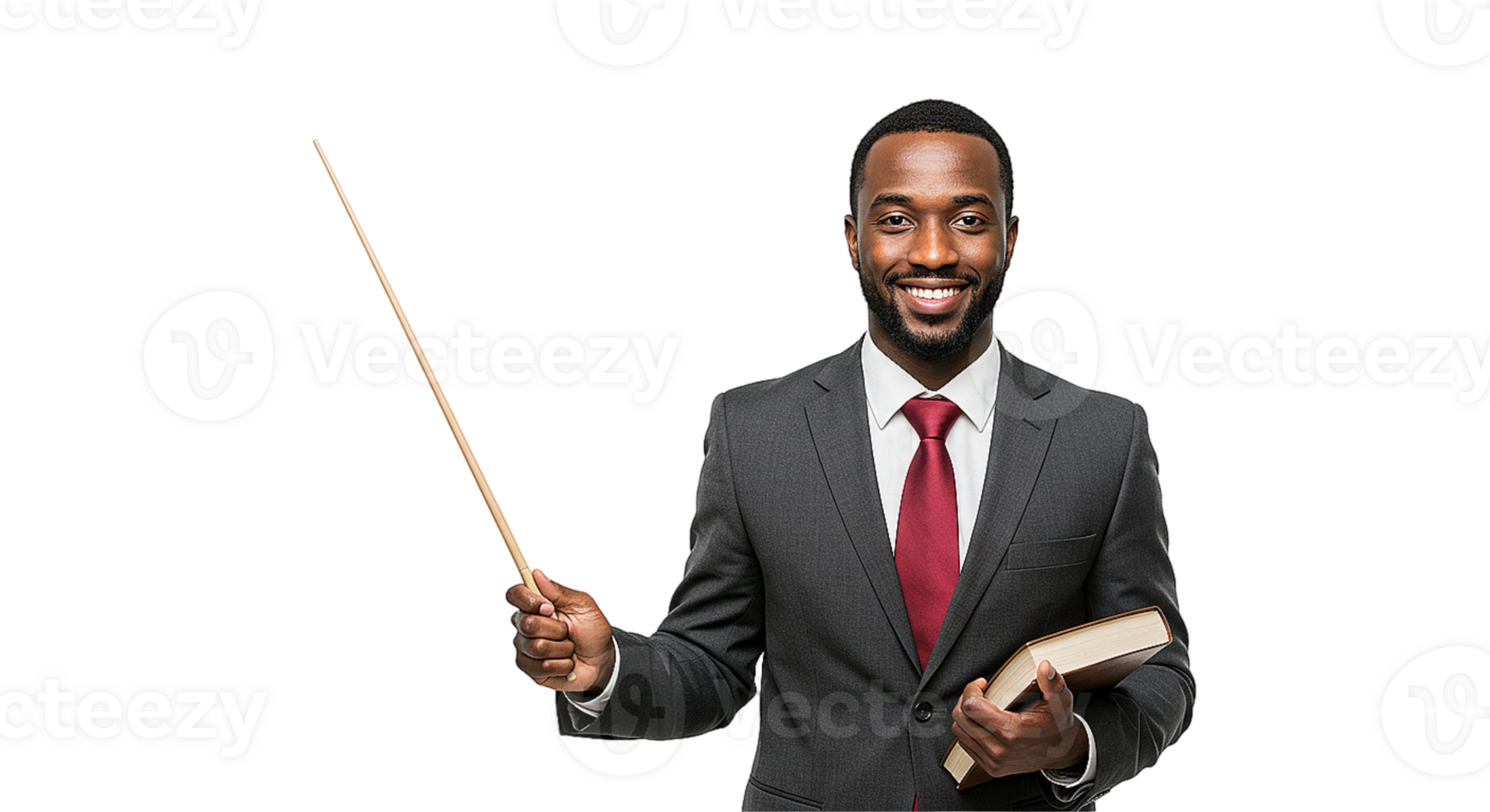Teacher with pointer on white background transparent png