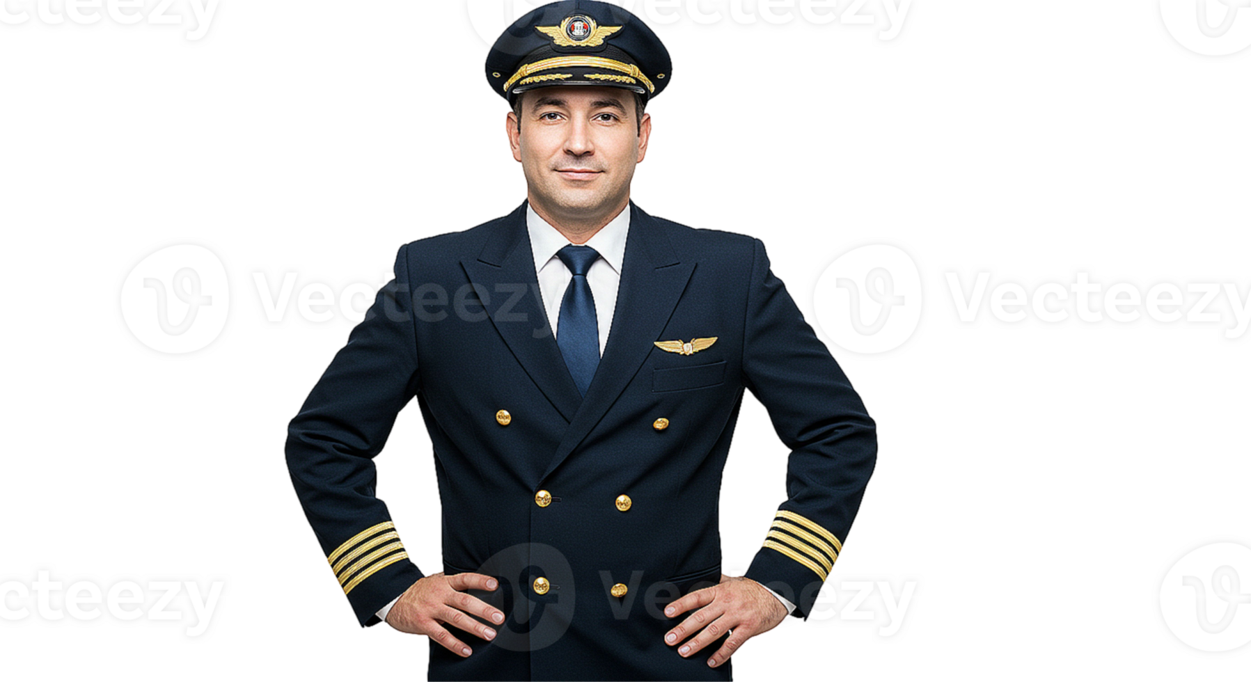 Portrait of pilot on white background transparent png