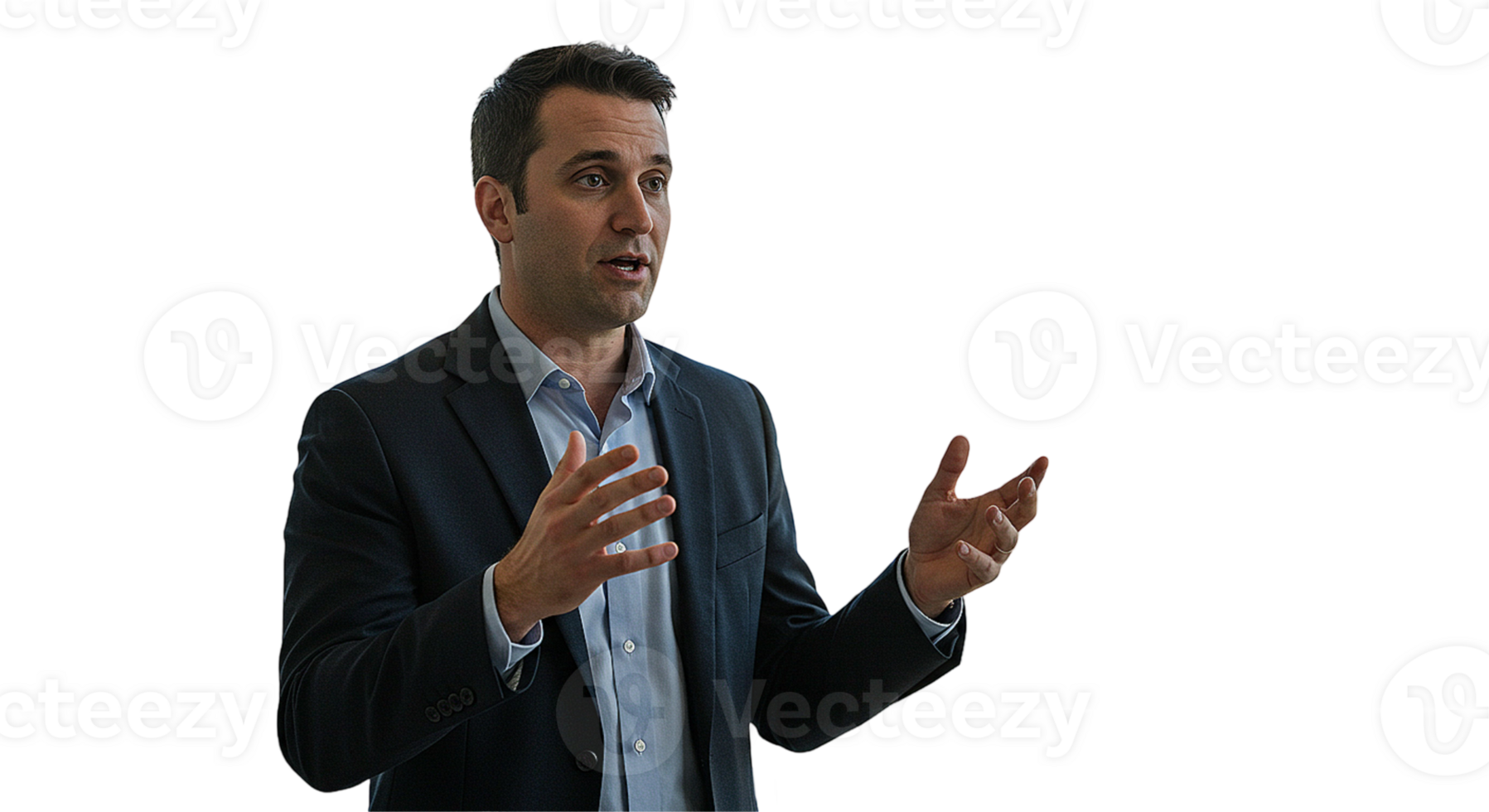 Businessman conducting a meeting on transparent background png