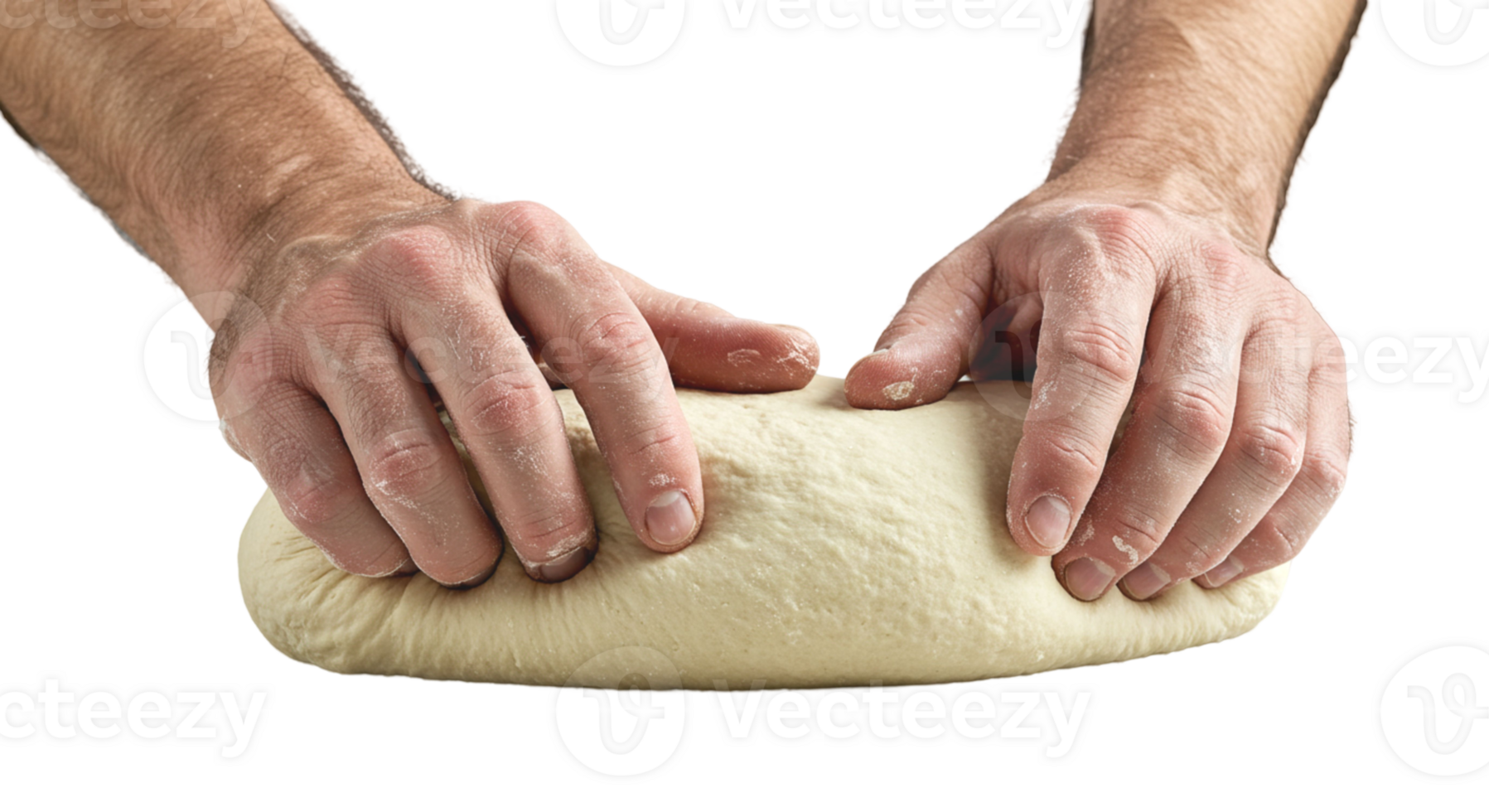 Baker kneading dough on transparent background png