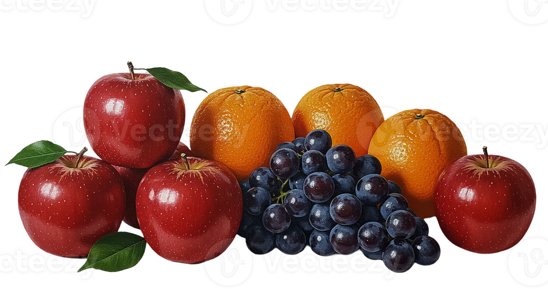 Assorted fresh fruits on transparent background png