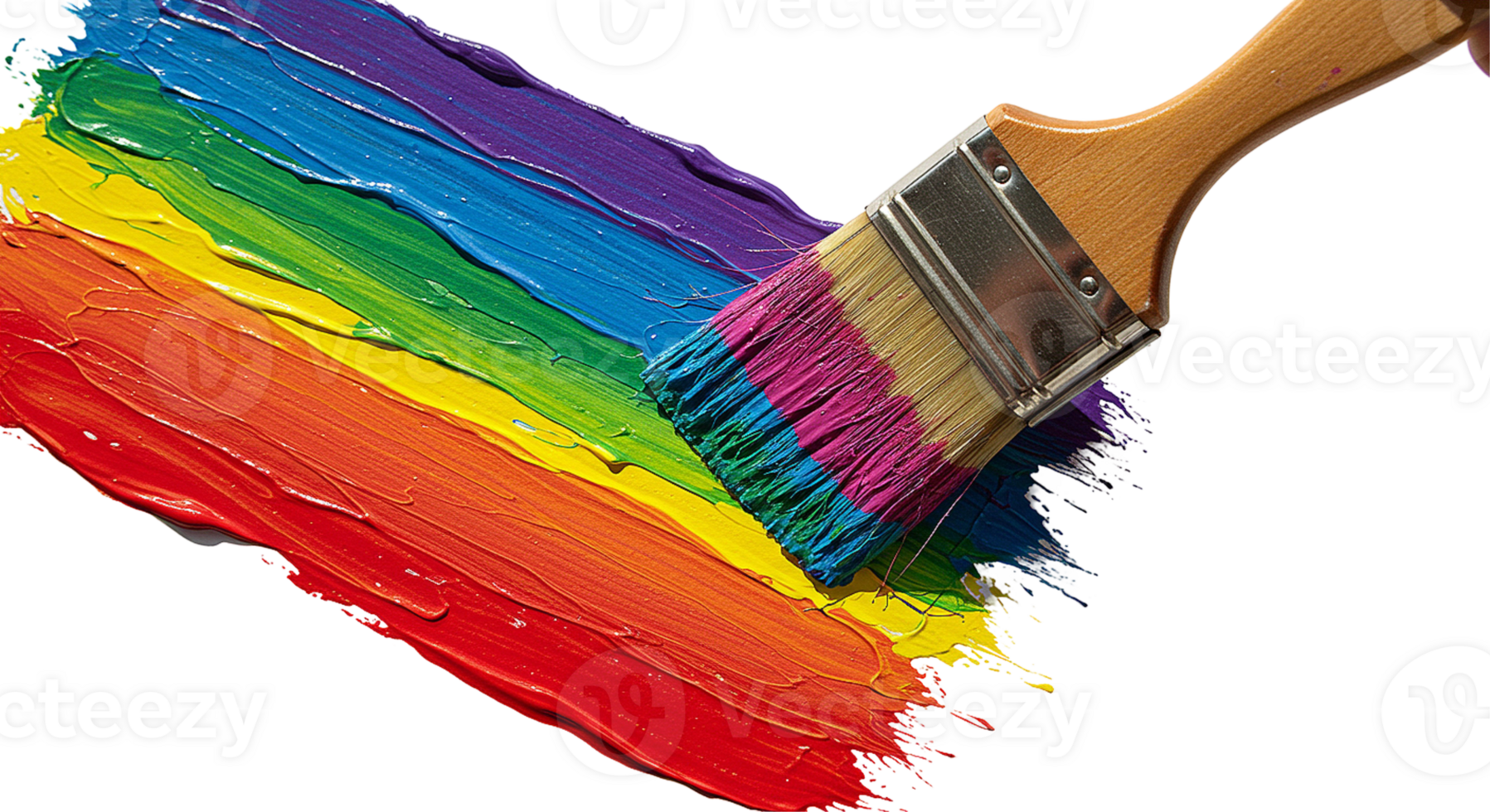 Paintbrush creating a rainbow stroke png