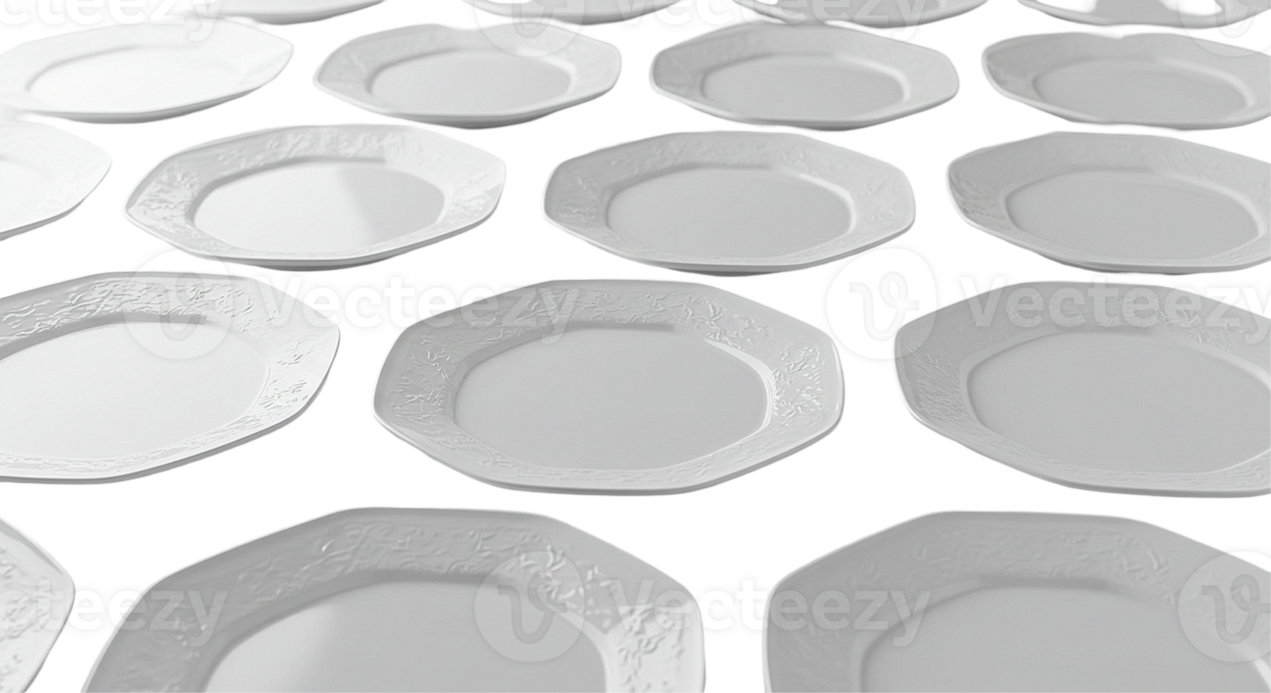 Row of White Plates on Transparent Background png