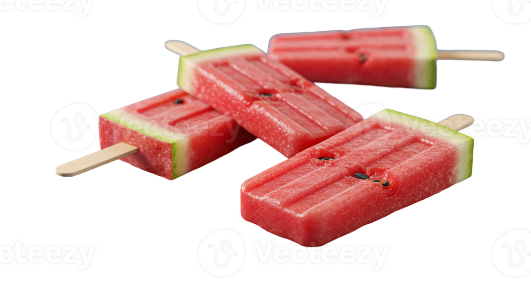 Refreshing watermelon popsicle with wooden stick png