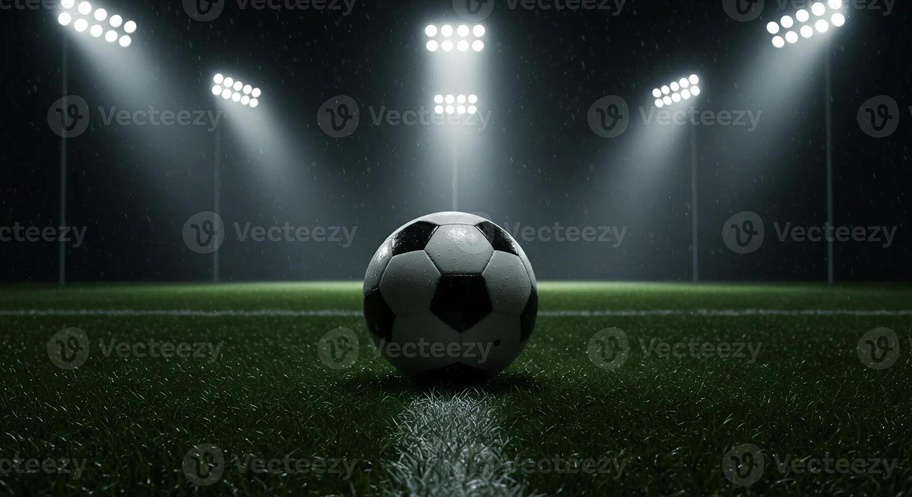 Soccer Field at Night Under Floodlights photo