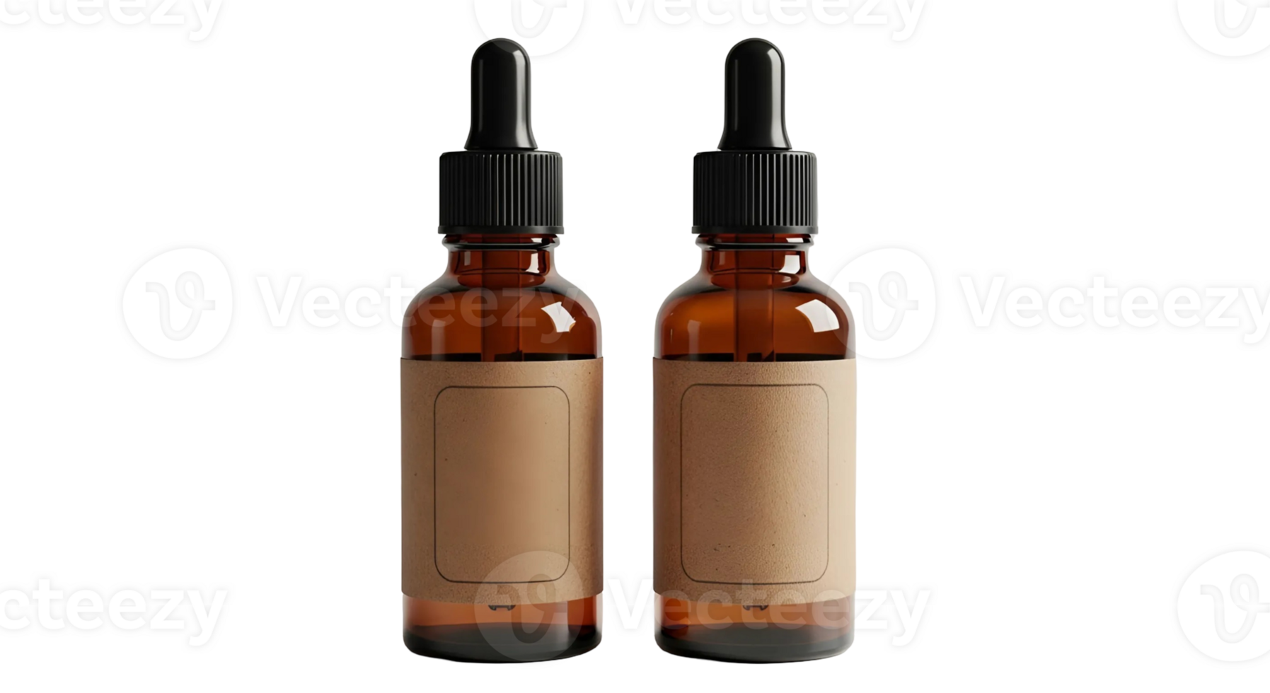 Two Brown Glass Bottles on Transparent Background png