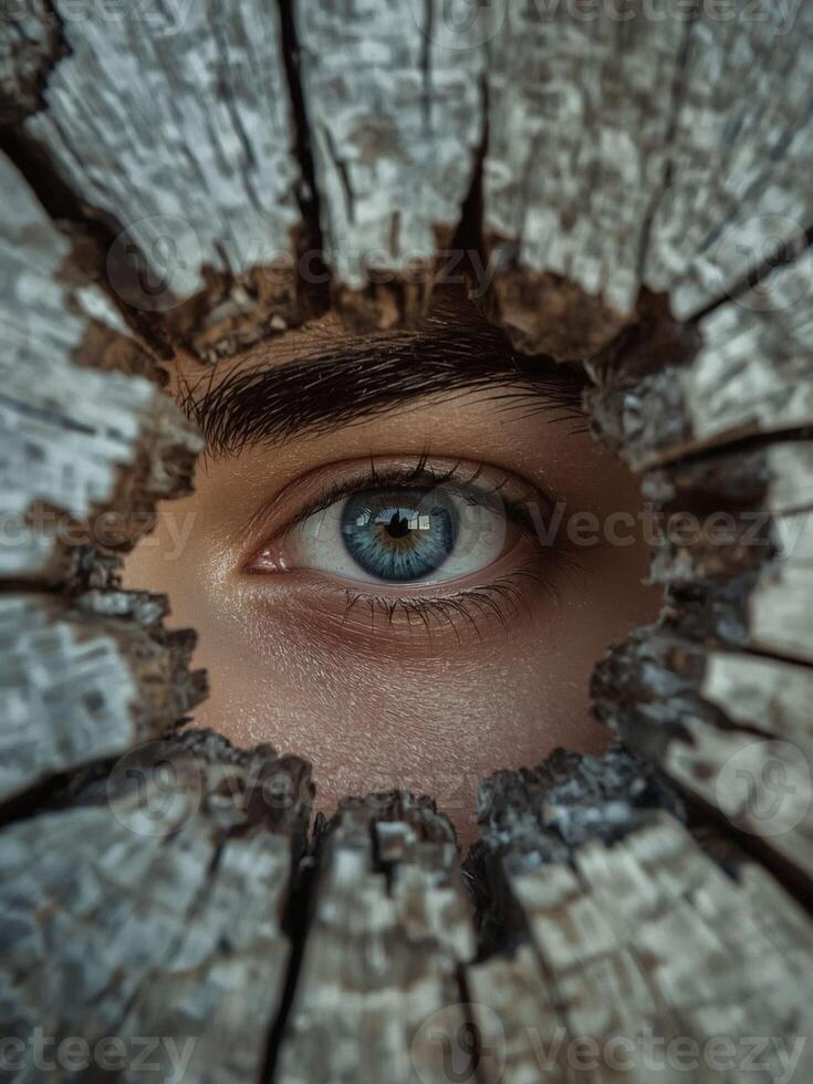 The Intriguing Gaze Through the Wood photo