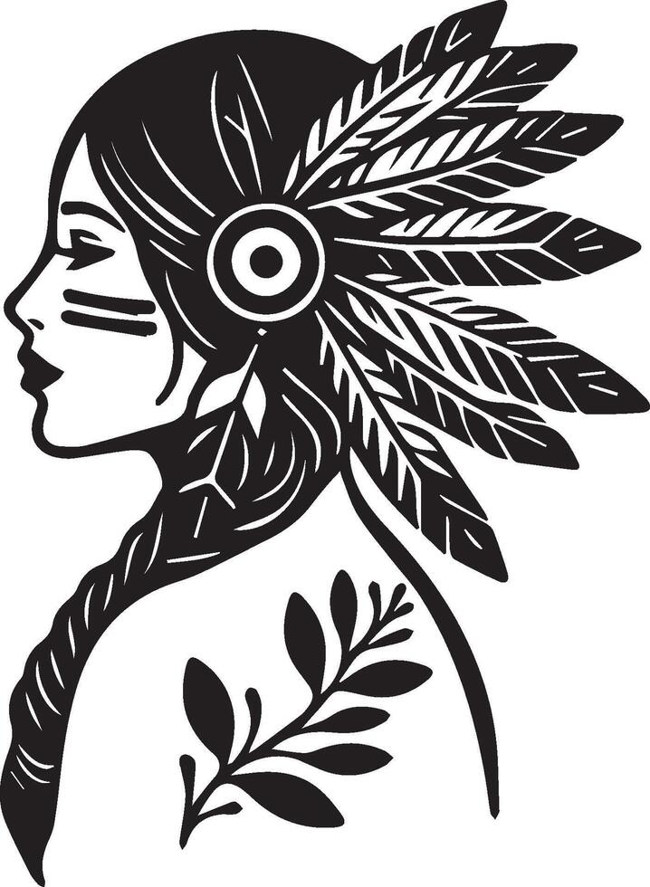 Illustration of a female American Indian beautifull vector