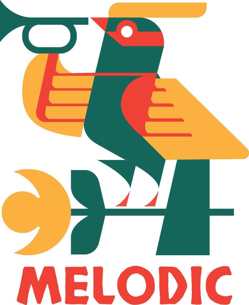 The logo in the form of a bird carrying a trumpet is suitable for an elegant brand logo for a product. vector