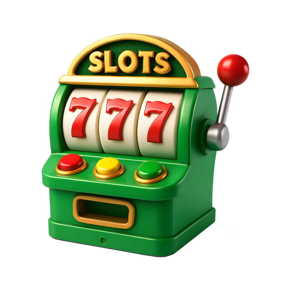 3D Rendered Green Slot Machine Icon, Jackpot 777 png