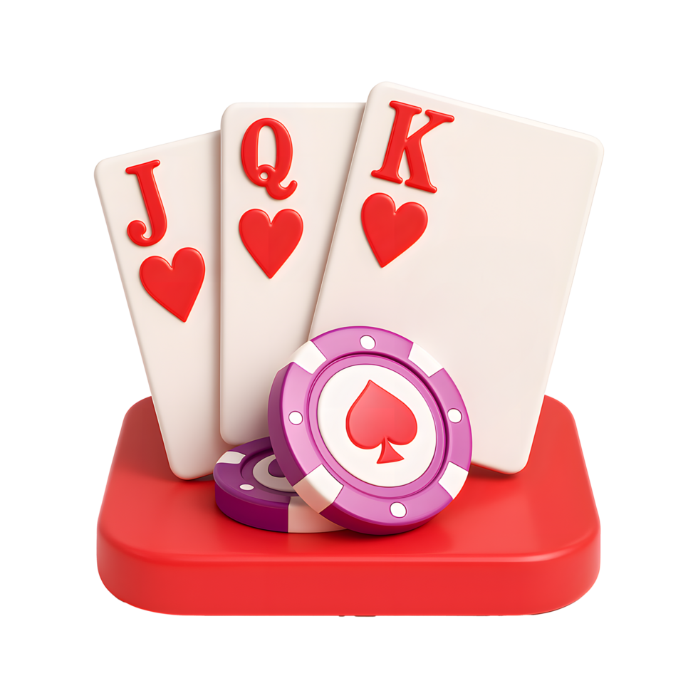 3D Poker Pink Playing Cards with Minimalist with Transparent Background png