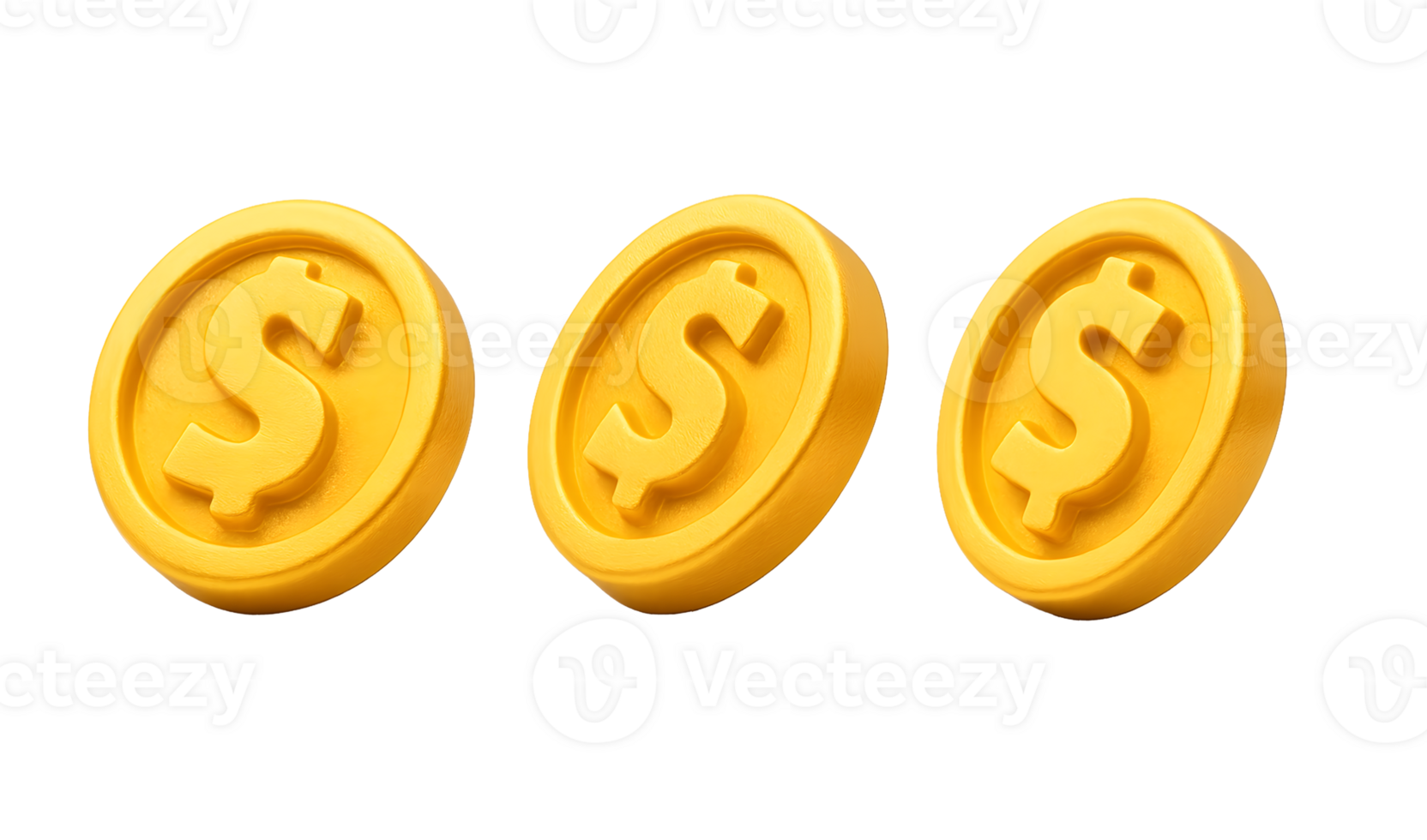 3D Set Realistic Coin in Different Angle png