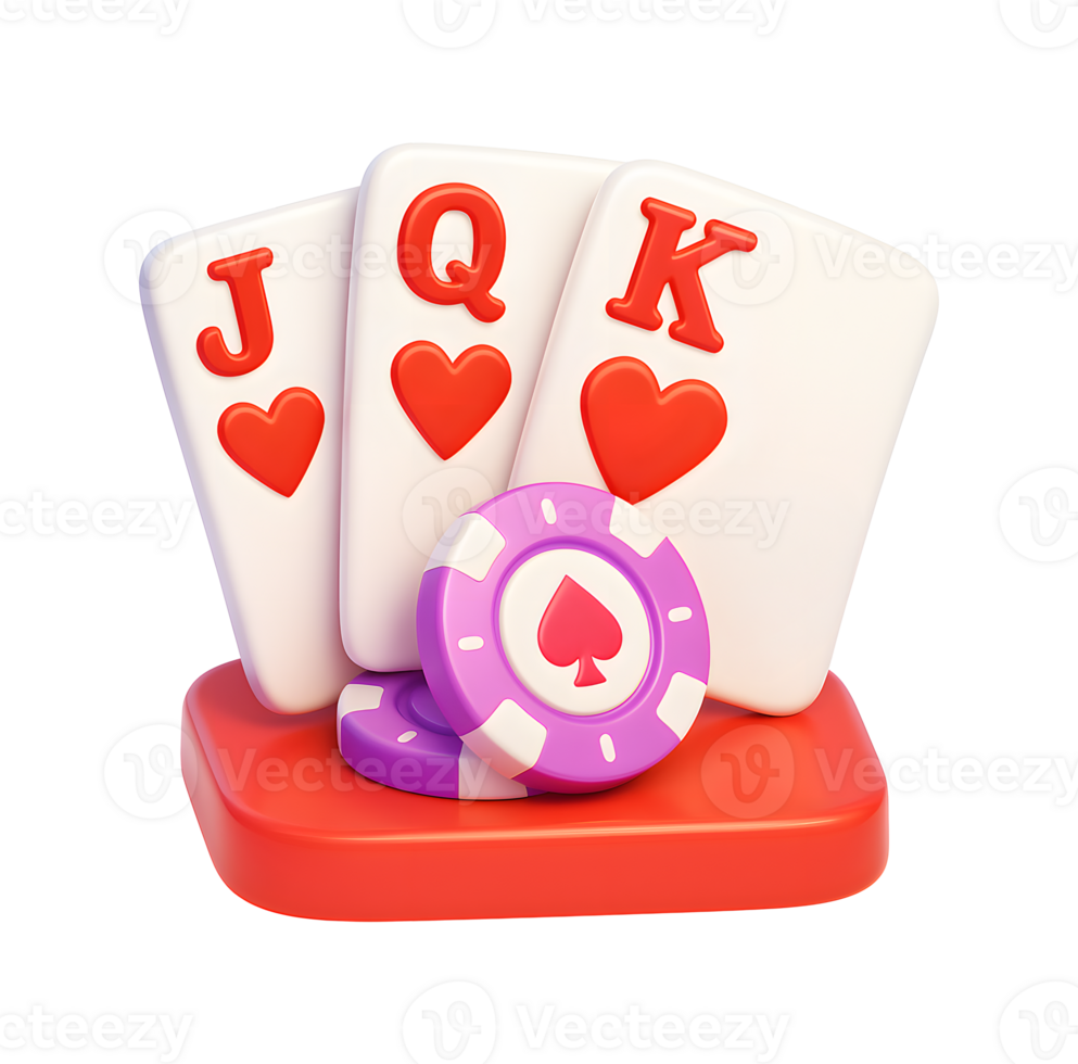 3D Poker Playing Cards with Minimalist with Transparent Background png