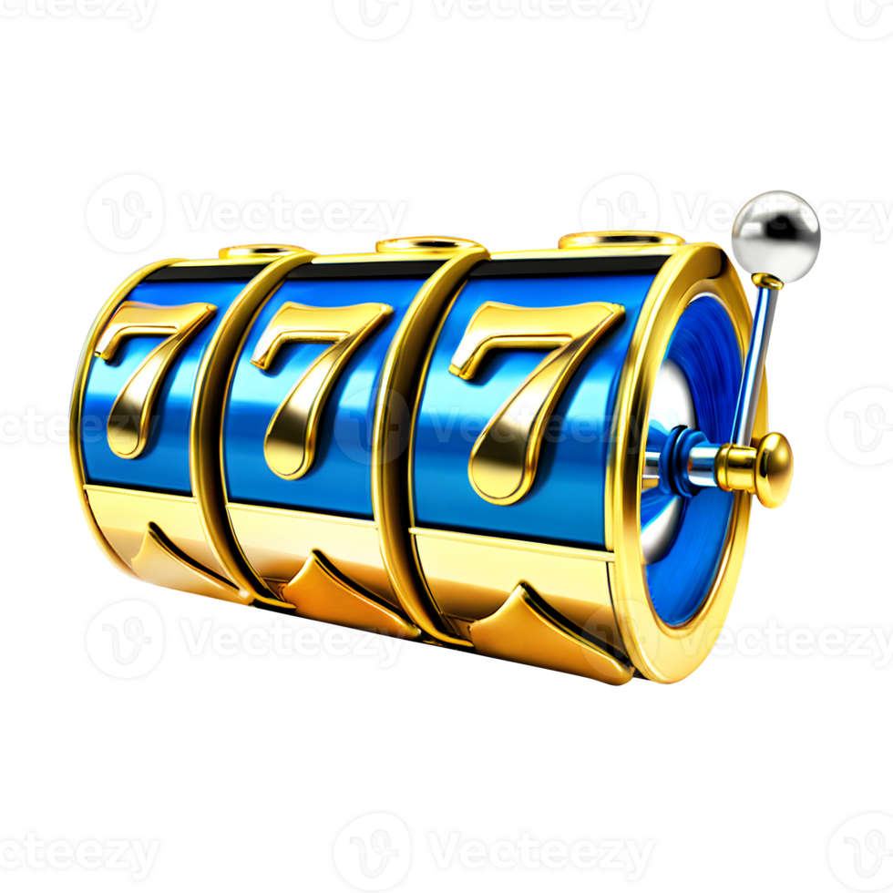3D render of a blue slot machine realistic reel png