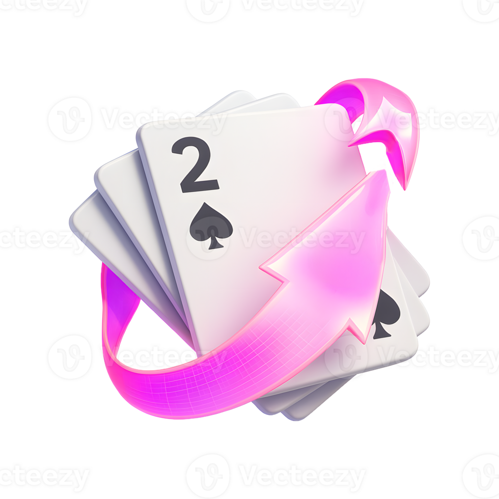 3D Rendered Playing Cards Icon Glowing Pink Ribbon png
