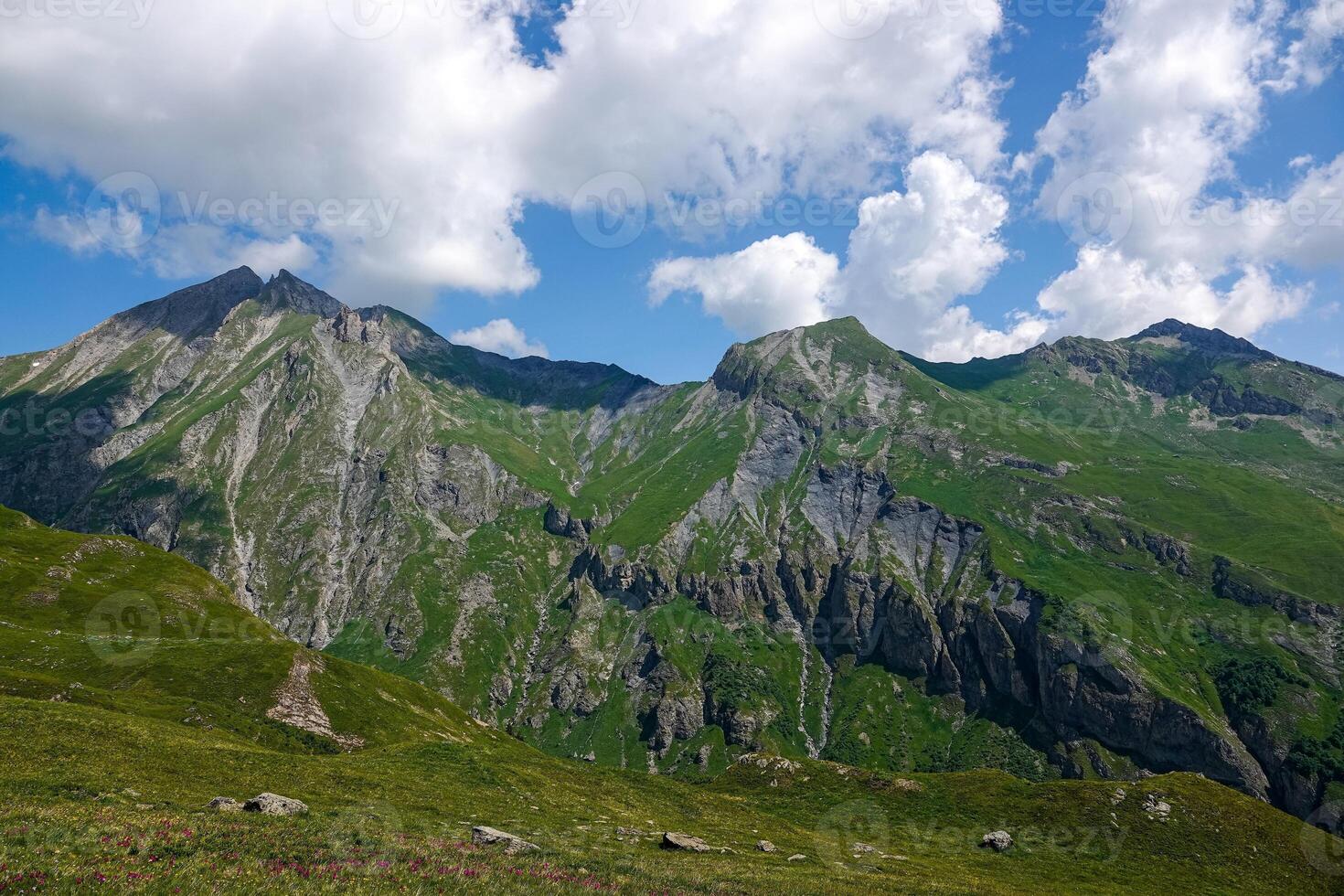 Mountain range at an altitude of over 2,000 meters in the Alps at Bourg-Saint-Maurice photo