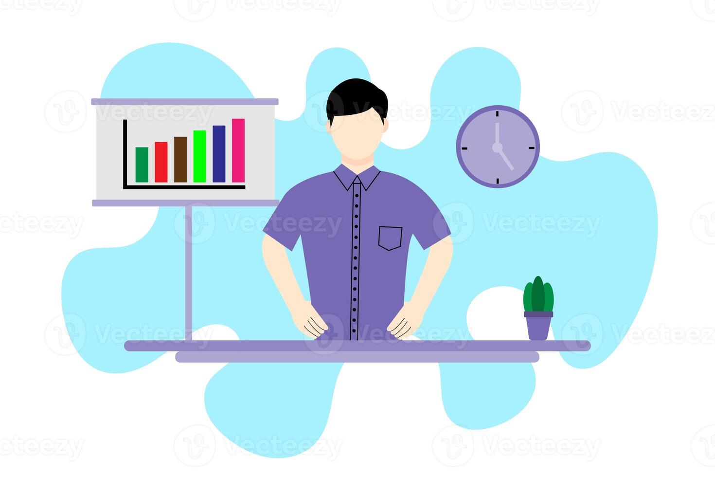 Confident Business Leader Standing with Growth Chart. Pose for Confidence in Leadership or Decision Making photo