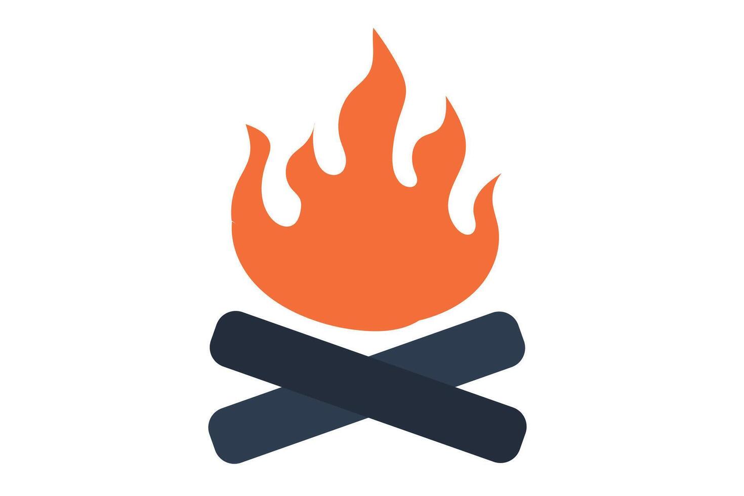 Campfire icon - A small campfire with wood and flames, symbolizing camping and outdoor experiences. vector