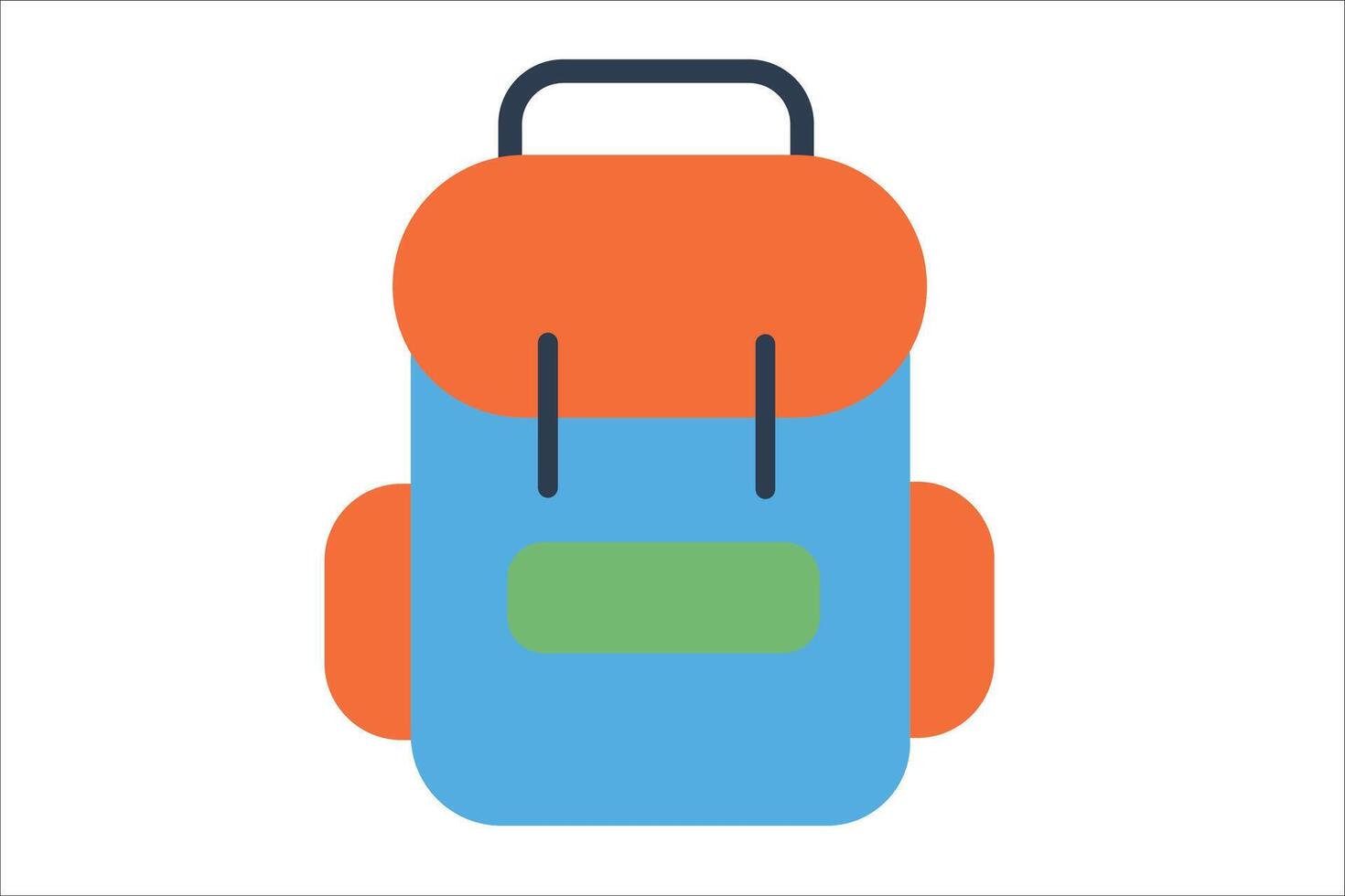 Backpack Icon A travel backpack in flat design, perfect for adventure, hiking, or student travel. vector