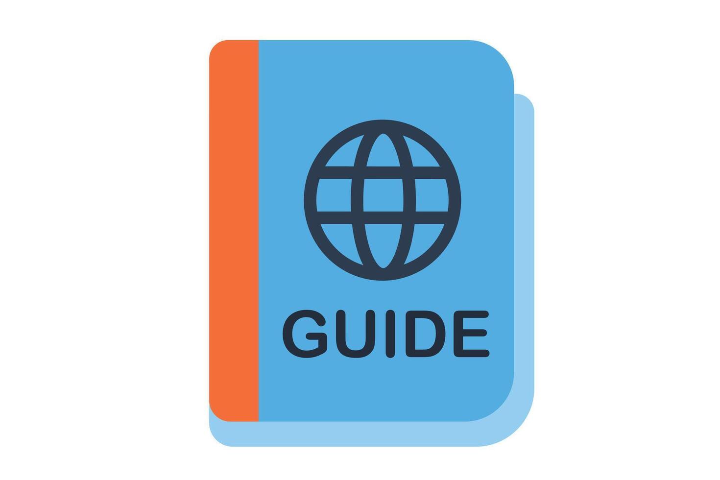 Travel Guide icon - An open book or pamphlet with global symbols, representing tourist information or city guides vector