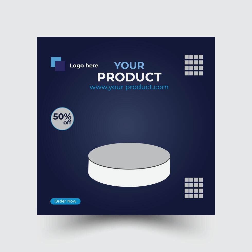 Promotional social media post template for product launch with discount vector