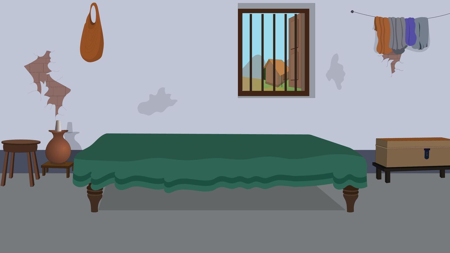 Indian Village house inside design, poor home Indoor design, Indian village background, mud house interior design, background for animation vector