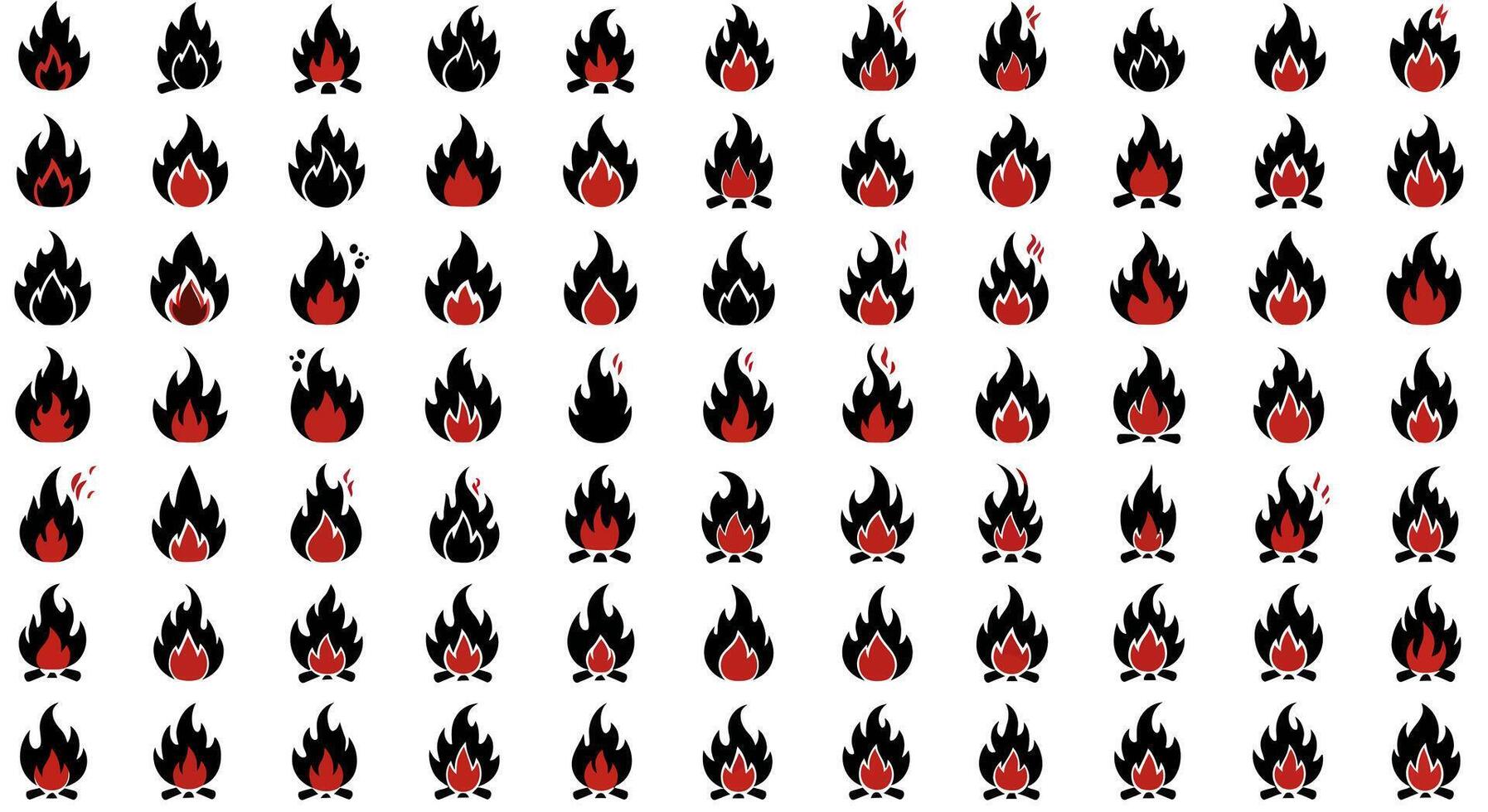 A set of fire icons on a white background vector