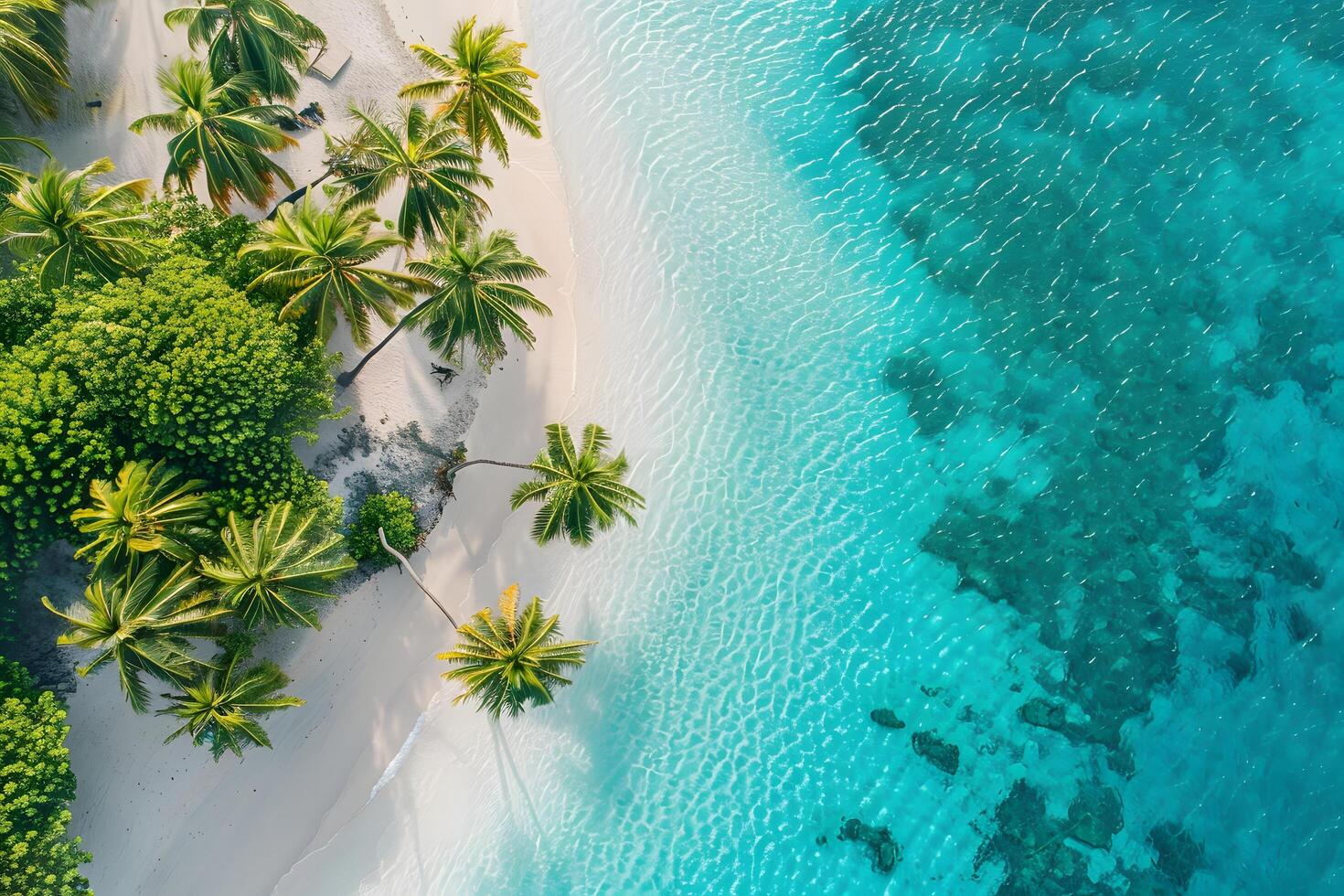Tropical island with palm trees and clear water photo