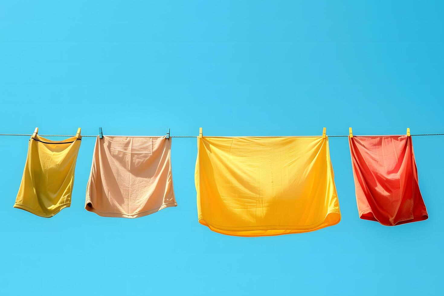Summer clothes drying on clothesline. photo