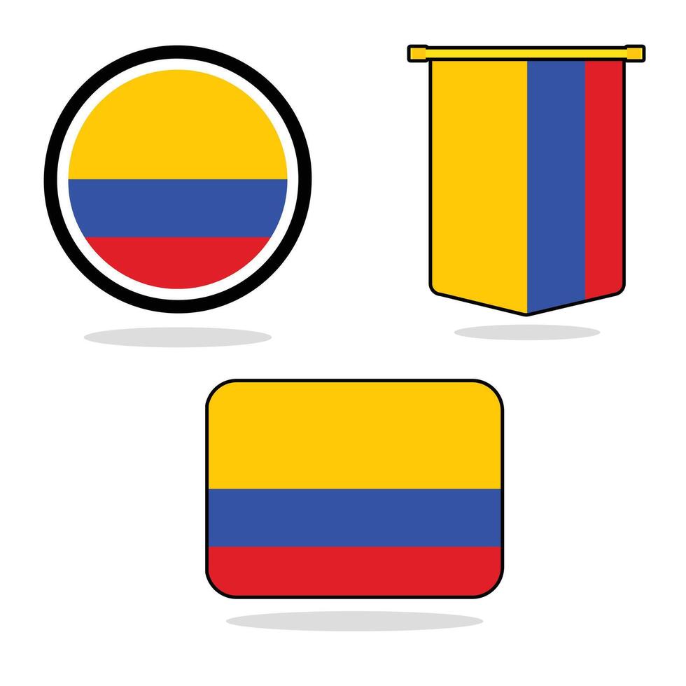 Colombia set of flag banner Colombia flag with white background illustration design Colombia independence day banner design vector