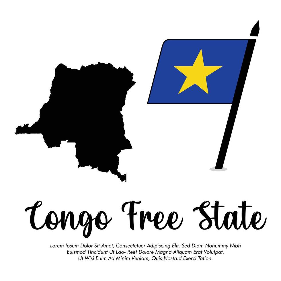 Congo Free State flag or map banner Congo Free State flag with white background illustration design Congo Free State independence day banner design vector