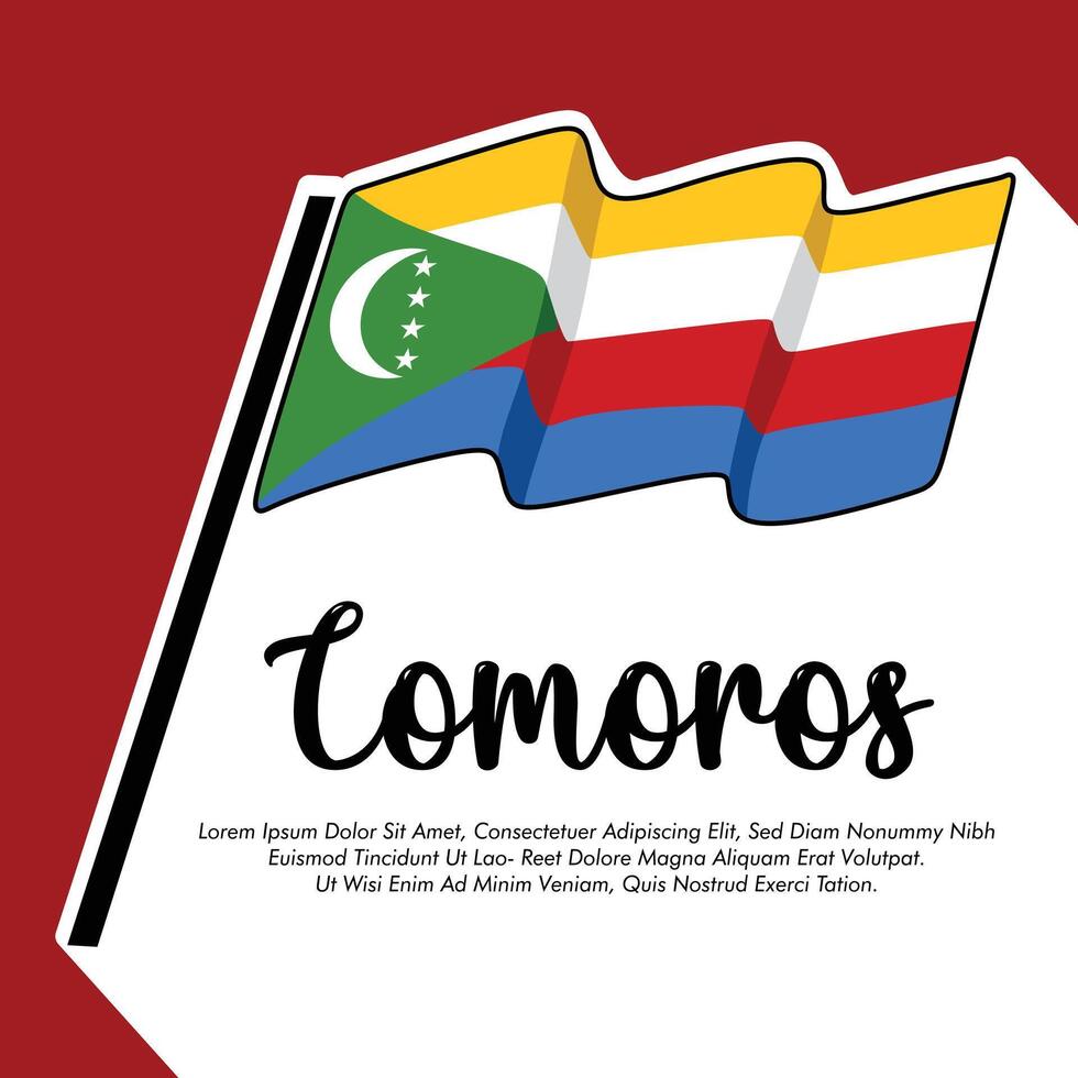 Comoros flag banner Comoros flag illustration design Comoros independence day banner design vector