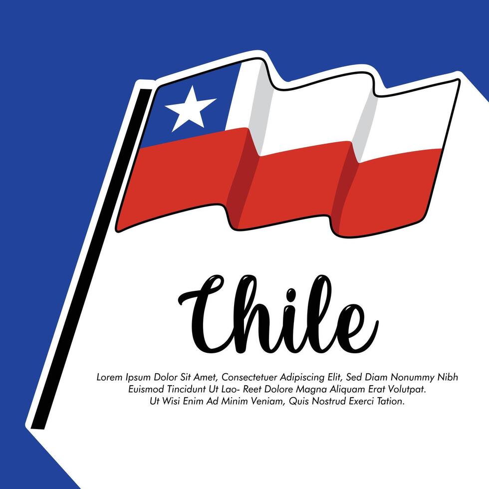 Chile flag banner Chile flag illustration design Chile independence day banner design vector