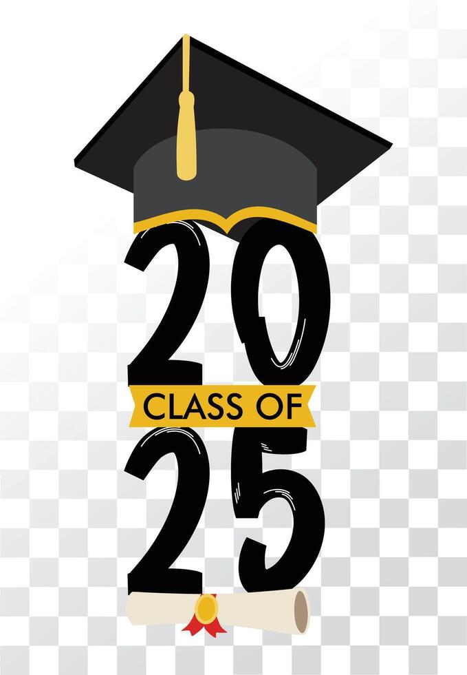 Class of 2025 Graduation design and class of 2025 illustration with background vector