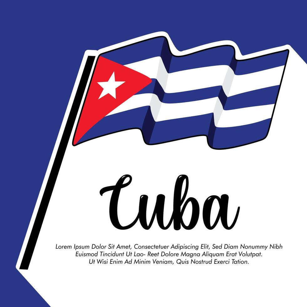 Cuba flag banner Cuba flag illustration design Cuba independence day banner design vector