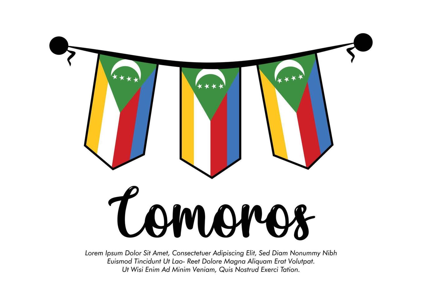 Comoros flag banner Comoros flag illustration design Comoros national day banner design vector