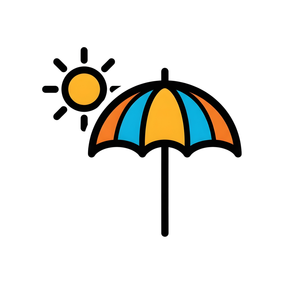 Beach umbrella and sun graphic design illustration png