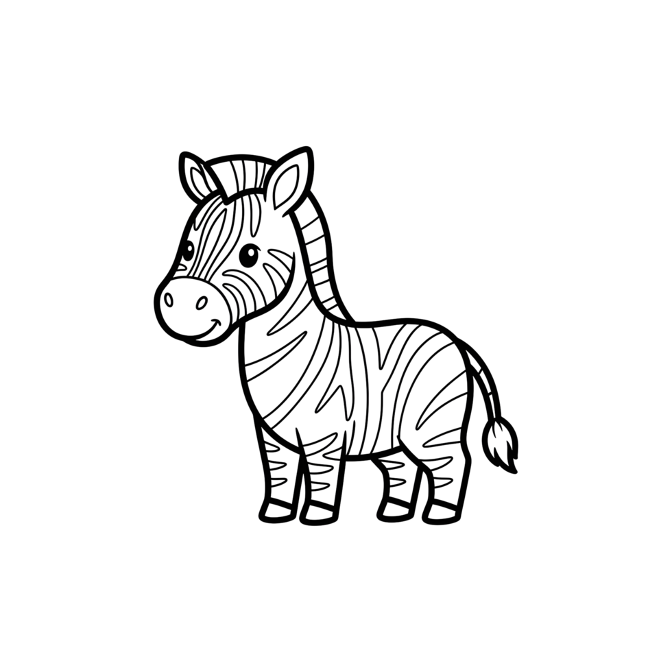 Cute zebra illustration outline art coloring book design png