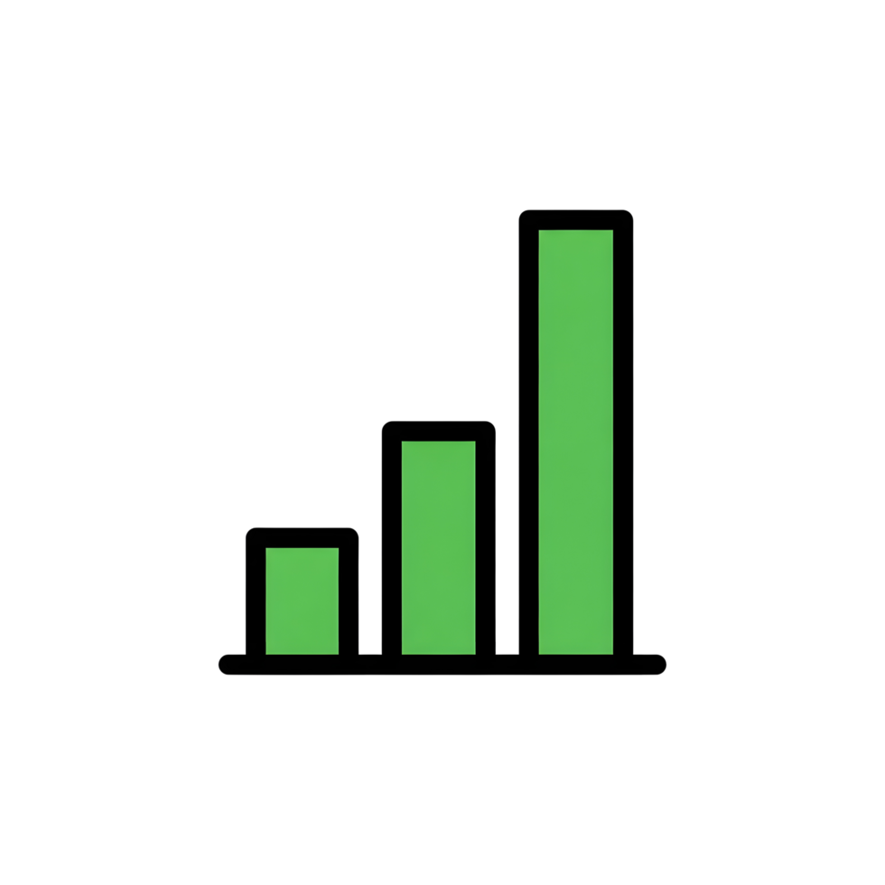 Green bar graph icon illustrates success and growth png