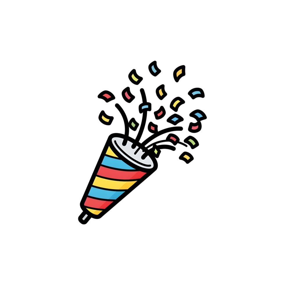Colorful confetti popper illustration png
