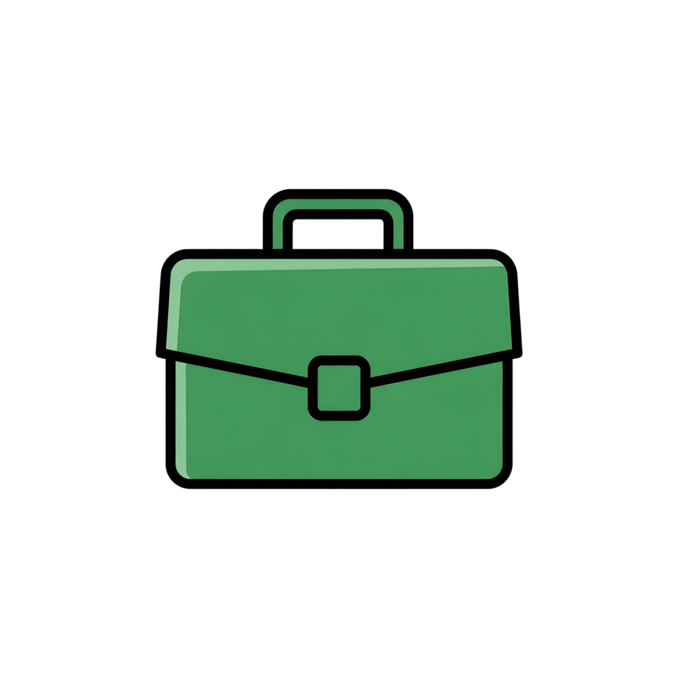 Simple green briefcase graphic png