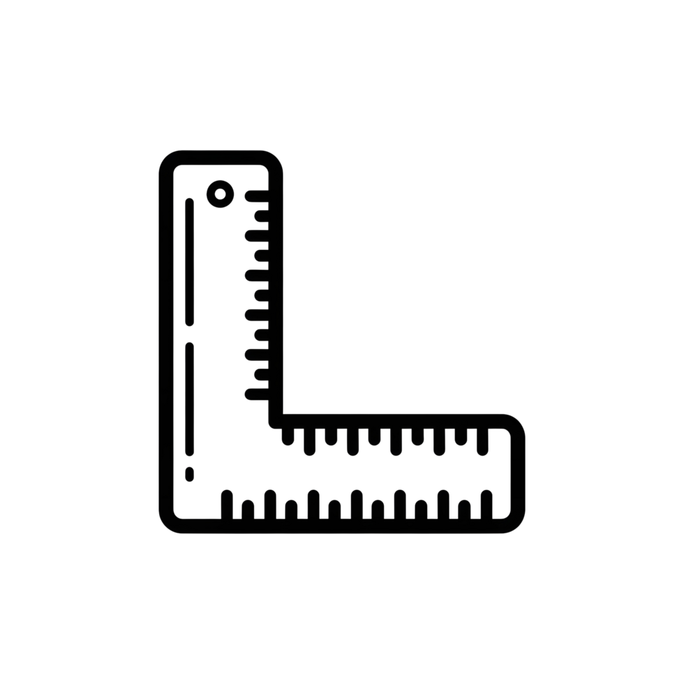 Line drawing of drafting square png