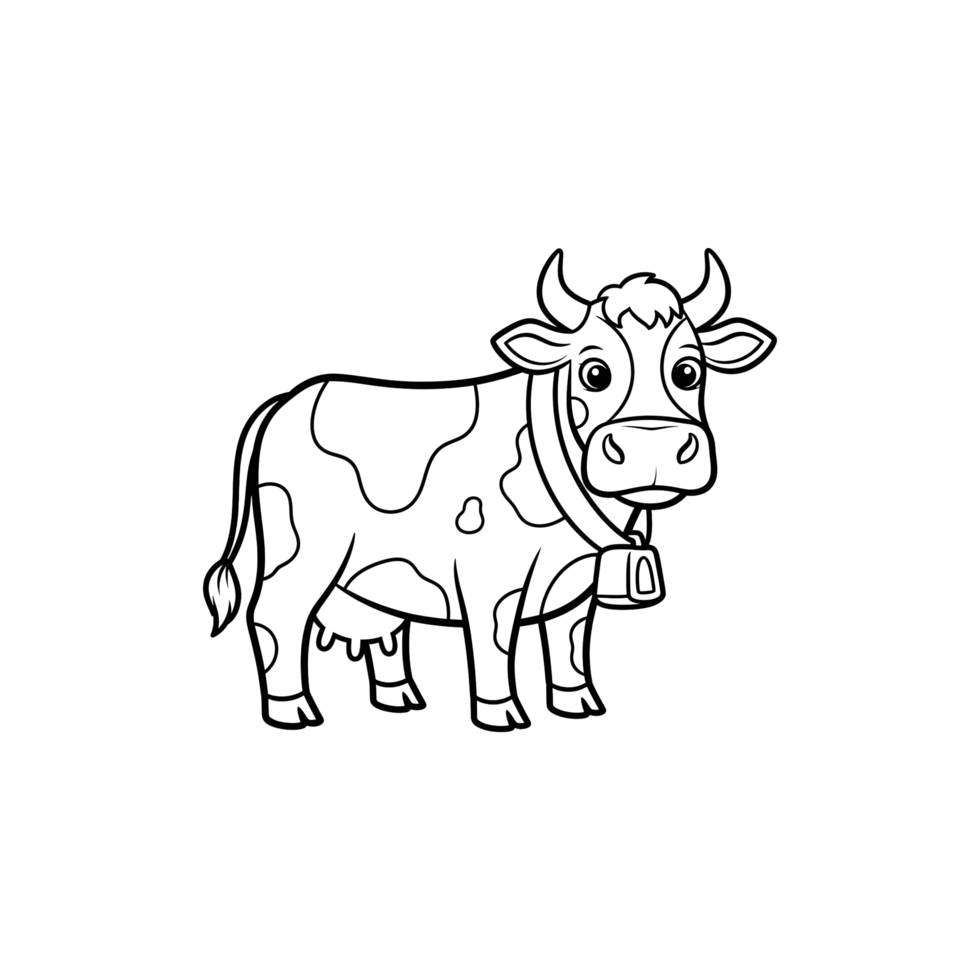 Cow silhouette line art design illustration png