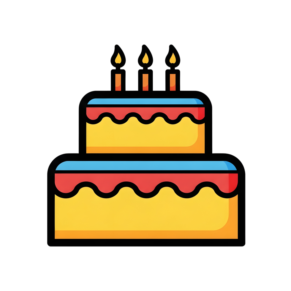 Colorful two tier cake illustration png