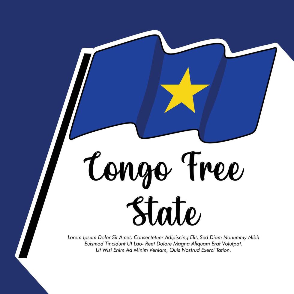 Congo Free State flag banner Congo Free State flag illustration design Congo Free State independence day banner design vector