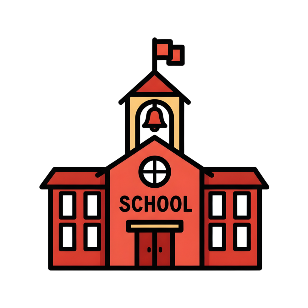 Outlined school building illustration png