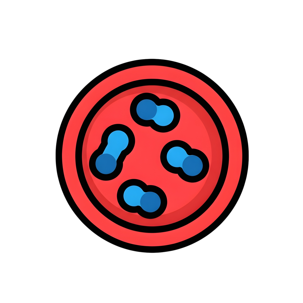 Red cell with blue bacteria illustration png