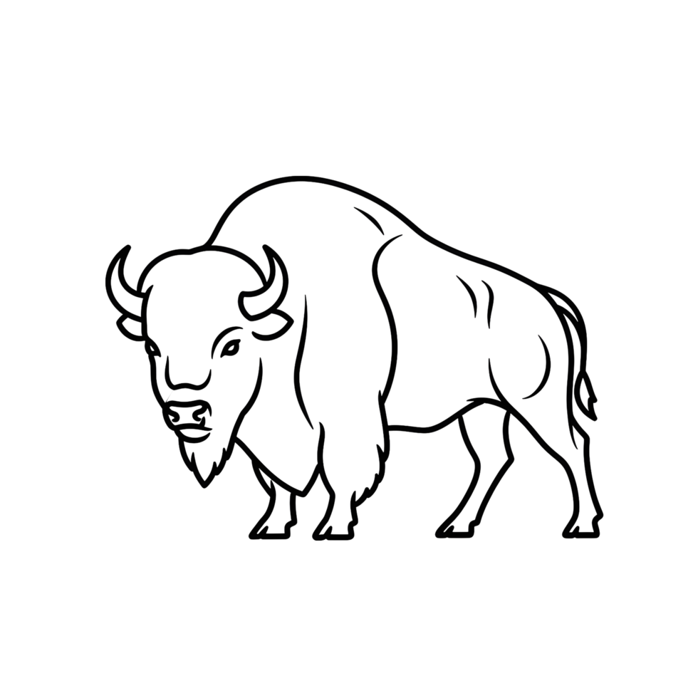 Bison silhouette line art graphic design png